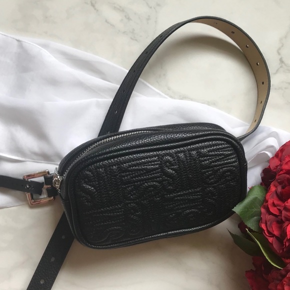 Steve Madden Black Belt Bag Fanny Pack Bag Purse - Picture 7 of 8